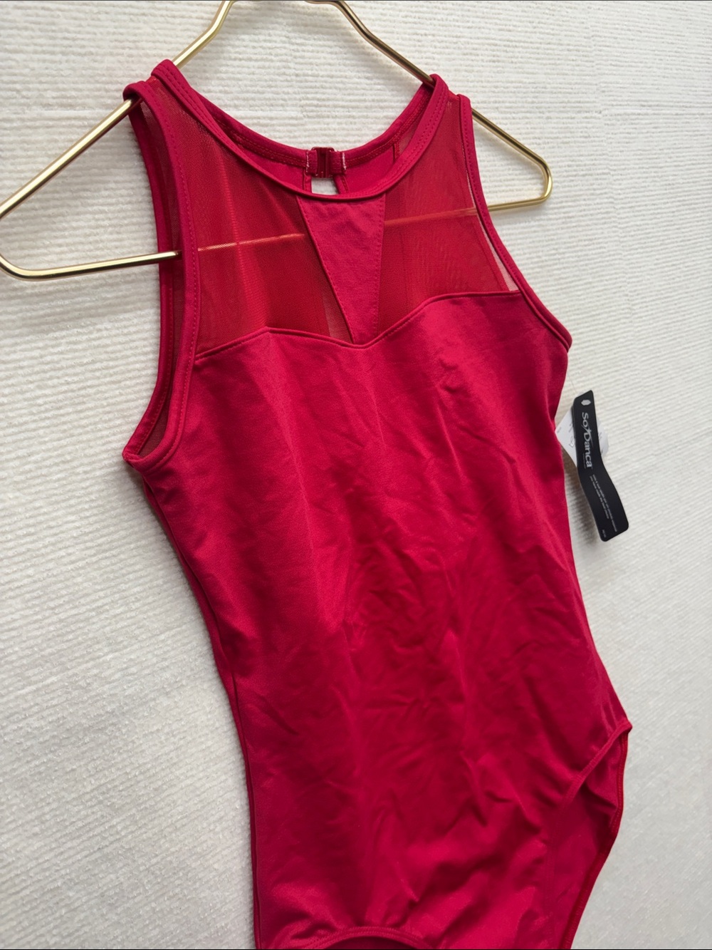 So Danca Red High-Neck Women's One-Piece Dance piece 6 - Picture 2 of 6
